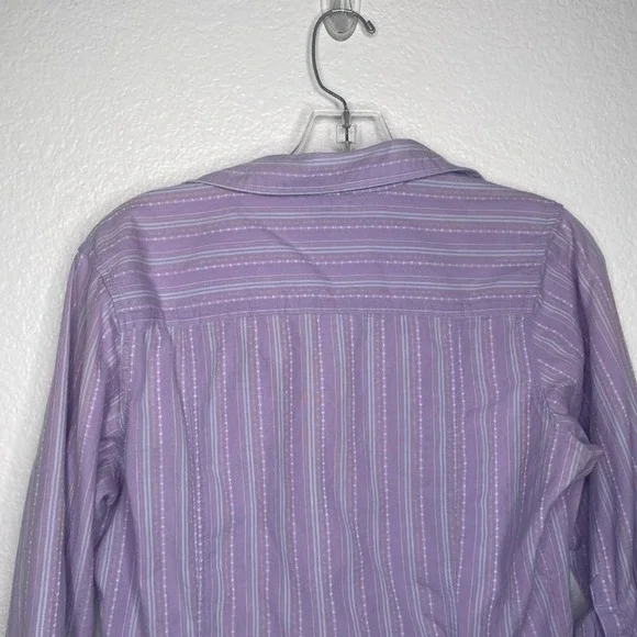 The North Face Womens 3/4 Sleeve Striped Button Down Shirt Purple Medium M - Picture 15 of 15